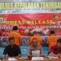 Polres Kepulauan Tanimbar menggelar keterangan tentang perdagangan manusia di Mapolres Kepulauan Tanimbar, Saumlaki. -f:Yanto-