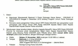 DPP Golkar Usung Enam Balon Bupati Malteng 2024 