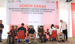 Kejati Maluku Gelar Donor Darah dan HUT Ikatan Adhyaksa Dharmakarini ke- 24