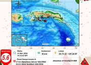 Gempa 5,6 SR Maluku Tengah Dirasakan Hingga Kairatu dan Ambon
