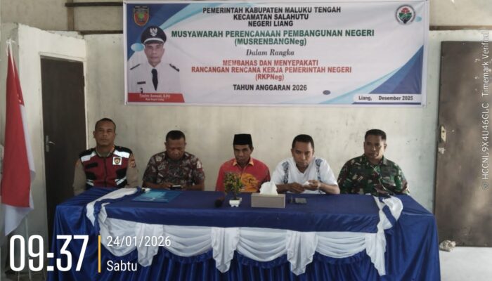 Kapolsek Salahutu Hadiri Musyawarah Rencana Kerja Tahun 2026 Negeri Liang