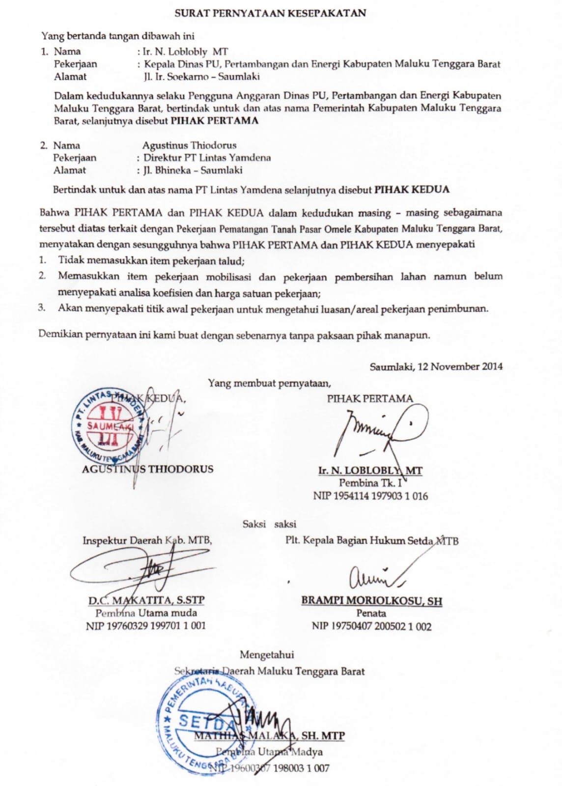 Pernyataan Kesepakatan